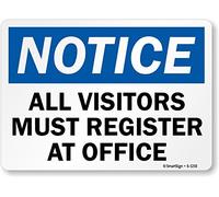 SmartSign "Aviso - Todos los visitantes deben registrarse en la oficina"