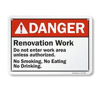 SmartSign by Lyle S2-0155-AL-10"Danger - Cartel de aluminio con texto en inglés"Renovation Work Do Not Enter"