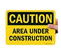SmartSign Cartel "Caution - Area Under Construction" | Plástico de 7 x 10 pulgadas