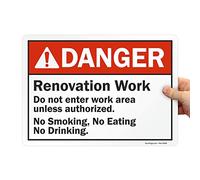SmartSign - Cartel con texto en inglés "Danger - Renovation Work, Do Not Enter"