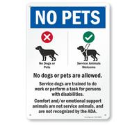 SmartSign Cartel de metal "No Pets - No Pets - No se admiten perros o mascotas, Comfort/Emotional Support Animals Not Service..." (35,5 x 25,4 cm), aluminio laminado a prueba de óxido, multicolor