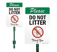SmartSign Cartel de patio "Please Do Not Litter - Thank You" de 10 x 7 pulgadas, con estaca de 18 pulgadas, aluminio laminado de 40 mil, multicolor, juego de 1
