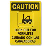 SmartSign "Caution - Look Out For Forklifts" - Señal bilingüe de aluminio de 25,4 x 35,5 cm