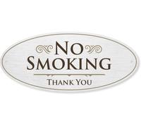 SmartSign Designer No Smoking Thank You - Letrero de agradecimiento para puerta, 3M adhesivo y agujeros pretaladrados, 3.5 x 8 pulgadas, letrero de decoración vintage sin fumar, acabado mate, aluminio anodizado de 32 mil