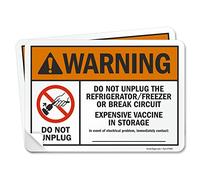 SmartSign Etiquetas de 7 x 10 pulgadas con texto en inglés "Warning - Do Not Unplug Refrigerator Vaccine Storage", color naranja, negro y rojo, impresión digital, vinilo laminado de 32 mil de grosor,