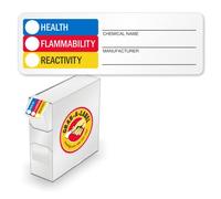 SmartSign Etiquetas RTK HMIG/HMIS - Agregar calificaciones, nombre químico, fabricante 500 etiquetas en caja dispensadora | Pegatinas de papel mate de 1 "x 3"