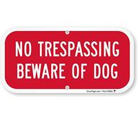 SmartSign - K-8742-AL-06x12 "No Trespassing - Beware of Dog" Sign | 6" x 12" Aluminum White on Red