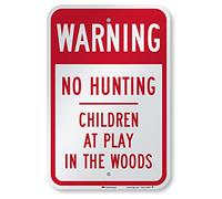 SmartSign - K-9754-EG-12x18 "Warning - No Hunting, Children At Play In Woods" Señal | 3M de aluminio reflectante de grado ingeniero