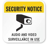 SmartSign Letrero con texto en inglés "Security Notice - Audio and Video Surveillance in Use" | 12" x 12" Aluminio
