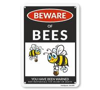 SmartSign Letrero de advertencia divertido de Beware Of Bees - 10 x 7 pulgadas, aluminio laminado sin óxido de 40 mil - Letreros de metal para el hogar, granja, club, jardín, al aire libre, patio,