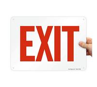 SmartSign Letrero de aluminio, leyenda "Exit", 25,4 cm de alto x 35,5 cm de ancho, rojo sobre blanco