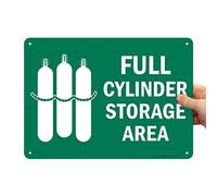 SmartSign Letrero de aluminio, leyenda "Full Cylinder Storage Area" con gráfico, 25,4 cm de alto x 35,5 cm de ancho, blanco sobre verde