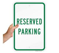 SmartSign Letrero de aluminio, leyenda "Reserved Parking", 45,7 cm de alto x 30,5 cm de ancho, verde sobre blanco