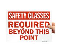 SmartSign Letrero de aluminio, leyenda "Safety Glasses Required Beyond this Point", 25,4 cm de alto x 35,5 cm de ancho, rojo sobre blanco