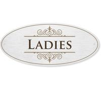 SmartSign Letrero de baño para puerta, 3M adhesivo de respaldo y agujeros preperforados, 3.5 x 8 pulgadas, decoración vintage para mujer, acabado mate, aluminio anodizado de 32 mil