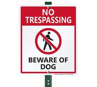 SmartSign Letrero de césped "No Trespassing - Beware Of Dog" | Cartel de aluminio de 10 x 12 pulgadas con estaca de 3 pies