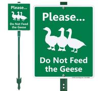 SmartSign Letrero de césped "Please - Do Not Feed The Geese" | Cartel de aluminio de 10 x 12 pulgadas con estaca de 3 pies
