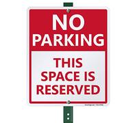 SmartSign Letrero de jardín "No Parking - This Space Is Reserved" de 30,5 x 25,4 cm, aluminio laminado a prueba de óxido, rojo y blanco, juego de 1