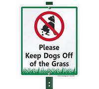 SmartSign Letrero de jardín "Please Keep Dogs Off Of The Grass" de 12 x 10 pulgadas con estaca de 3 pies, aluminio laminado a prueba de herrumbre, multicolor, juego de 1