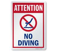 SmartSign Letrero de piscina con texto en inglés "No Diving Pool", 25,4 x 35,5 cm, laminado para mayor protección, sin óxido, a prueba de rayos UV/intemperie, fácil de instalar y limpiar, fabricado en