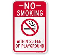 SmartSign Letrero "No Smoking Within 25 Feet of Playground", aluminio de 12 x 18 pulgadas