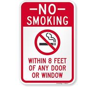 SmartSign Letrero "No Smoking Within 8 Feet of Any Door or Window"
