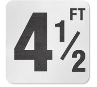 SmartSign Marcador adhesivo de profundidad de piscina "4 y 1/2 pies", altura de letra de 4 pulgadas, vinilo laminado de 20 mil con superficie antideslizante de guijarros, 5.75 x 5.75 pulgadas, blanco