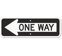 SmartSign MUTCD # R6-1L 3M Señal reflectante de grado de ingeniero, leyenda "One Way" con flecha izquierda, 6 pulgadas de alto x 18 pulgadas de ancho, negro sobre blanco
