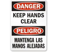 SmartSign OSHA Señal de seguridad de vinilo adhesivo, leyenda"Danger: Keep Hands Clear", 14 pulgadas de alto x 10 pulgadas de ancho, negro/rojo sobre blanco