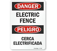 Smartsign S-7150-AL-14"Danger - Electric Fence/Cerca Electrificada" Señal de aluminio, 14" de longitud, 10" de ancho, 0.5" de altura
