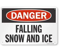 SmartSign -S-8189 Señal "Danger - Falling Snow And Ice" | Aluminio de 12" x 18" - Negro/Rojo sobre Blanco