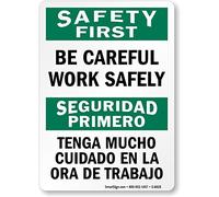 SmartSign"Safety First - Be Careful Work Safely", etiqueta de vinilo, 35,5 x 25,4 cm