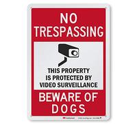 SmartSign - Señal de"No Trespassing - This Property is Protected by Video Surveillance, Beware of Dogs" (35,5 x 25,4 cm, aluminio reflectante de grado de ingeniería)