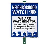 SmartSign Señal de patio "Neighborhood Watch - We Are Watching You, Report Suspicious Activities" con estaca de 3 pies, aluminio de 40 mil, reflectante de grado de ingeniero laminado 3M, juego de 1