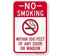SmartSign Señal "No Smoking Within 8 Feet of Any Door Or Window"