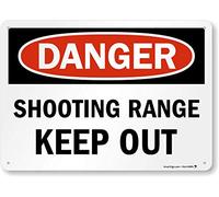 SmartSign - Señal S-7718-Pl-14 "Danger - Shooting Range, Keep Out" | 25.4 cm x 35.6 cm plástico negro/rojo sobre blanco