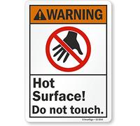 SmartSign Señal "Warning - Hot Surface, Do Not Touch" de aluminio de 7" x 10"