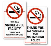 SmartSign "This is a Smoke Free Facility, Thank You for Not Smoking" calcomanía de puerta de vidrio de dos caras | 8 x 5 pulgadas poliéster