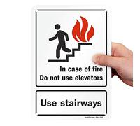 SmartSign - U1-1021-NP_7x10 "In Case Of Fire Do Not Use Elevators, Use Stairways" Sign | 7" x 10" Plastic 10" x 7" Plastic