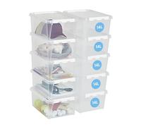 SmartStore - 10x Caja de Almacenaje de Plástico con Tapa 14L (40x30x18cm) |Cajones de Almacenaje de Plástico con Tapa|Material Seguro para Alimentos|Cocina y Organización|Libre de BPA