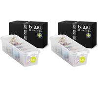 SmartStore caja de almacenamiento de plástico pequeña de 3.5L con 4 separadores y tapa - Apilable y encajable - Garantía de 10 años - Segura para Alimentos - Cierre con Clip L38 x W14 x H11 cm