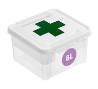 SmartStore Caja de Primeros Auxilios de plástico de 8L - Caja de Almacenamiento de Medicinas con Inserto - y con Cierre - Sin BPA - Cierre con Clip L28 x W28 x H17cm