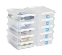 SmartStore cajas de almacenamiento de plástico de 8L con tapas - Juego de 10 - Apilables y encajables - Garantía de 10 Años - Seguras para Alimentos - Cierre con Clips L40 x An30 x Al11 cm