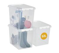 SmartStore cajas de almacenamiento de plástico grandes con tapas de 52L - Juego de 3 - Apilables y Encajables - Garantía de 10 años - Seguras para Alimentos - Cierre con Clip L50 x W39 x H41cm
