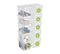 SmartStore cajas de almacenamiento de plástico pequeñas de 3L con tapas - Juego de 10 - Apilables y encajables - Garantía de 10 Años - Seguras para Alimentos- Cierre con Clips L21 x An17 x Al15 cm