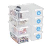 SmartStore cajas de almacenamiento de plástico pequeñas de 4L con tapas - Juego de 8 - Apilables y encajables - Garantía de 10 Años - Seguras para Alimentos - Cierre con Clips L30 x An19 x Al11 cm
