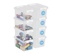 SmartStore cajas de almacenamiento trasparente de plástico de 1.5L con tapas - Juego de 8 - Apilables y encajables - Garantía de 10 Años - Seguras para Alimentos- Cierre con Clips L20 x An15 x Al11cm