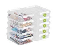 SmartStore cajas de almacenamiento trasparente de plástico de 1L con Tapas - Juego de 10 - Apilables y encajables - Garantía de 10 Años - Seguras para Alimentos - Cierre con Clips L21 x An17 x Al6 cm