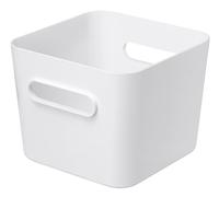 SmartStore Contenedor de almacenamiento cuadrado en L de 4,7 L, color blanco, organizador de cocina, baño, oficina, despensa, nevera, contenedor con asas, apto para alimentos y sin BPA, 20 x 20 x 16