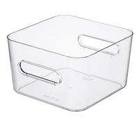 SmartStore Contenedor de almacenamiento cuadrado M de 3,6 L, transparente, organizador de cocina, baño, oficina, despensa, nevera, contenedor con asas, apto para alimentos y sin BPA, 20 x 20 x 12 cm